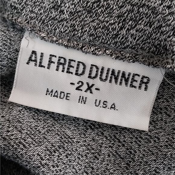 NWOT! ALFRED DUNNER! BLACK, GRAY, WHITE KNIT FAUX TWIN SET PAISLEY ARGYLE! SZ 2X - Picture 6 of 8